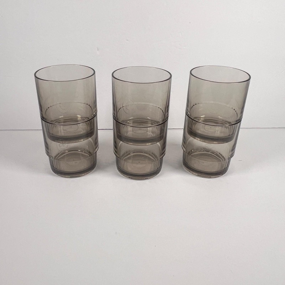 Tupperware Preludio Acrylic Stackable Tumbler 10 oz Smoke Gray  Set of 6